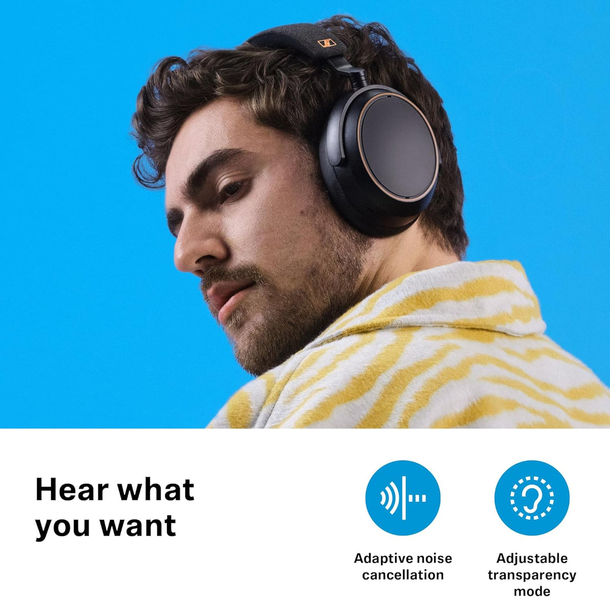 Sennheiser Consumer Audio Momentum 4 Wireless Headphones - Bluetooth Headset for Crystal-Clear Calls with Adaptive Noise Cancellation, 60h Battery Life, Lightweight Folding Design - Black/Copper