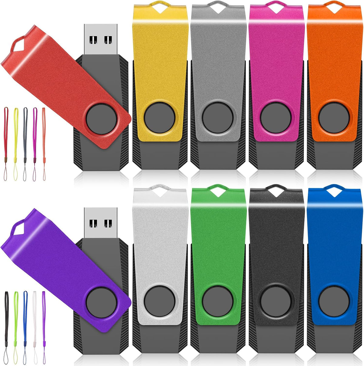AGECASH A 10 Pack 2GB 2.0 10PCS USB Flash Drives Flash Drive USB Thumb Drive Jump Zip Drive Flashdrive, USB Memory