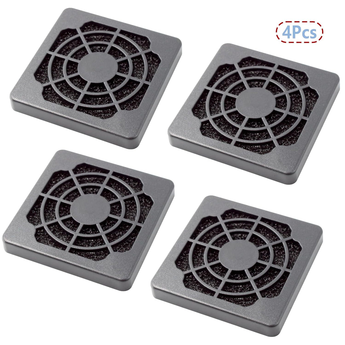 Adyoney 4 50mm Pcs Black Square Plastic Cooling Fan Filter Cover, Dust Screen for Filter Fan Chassis, for PC Computer