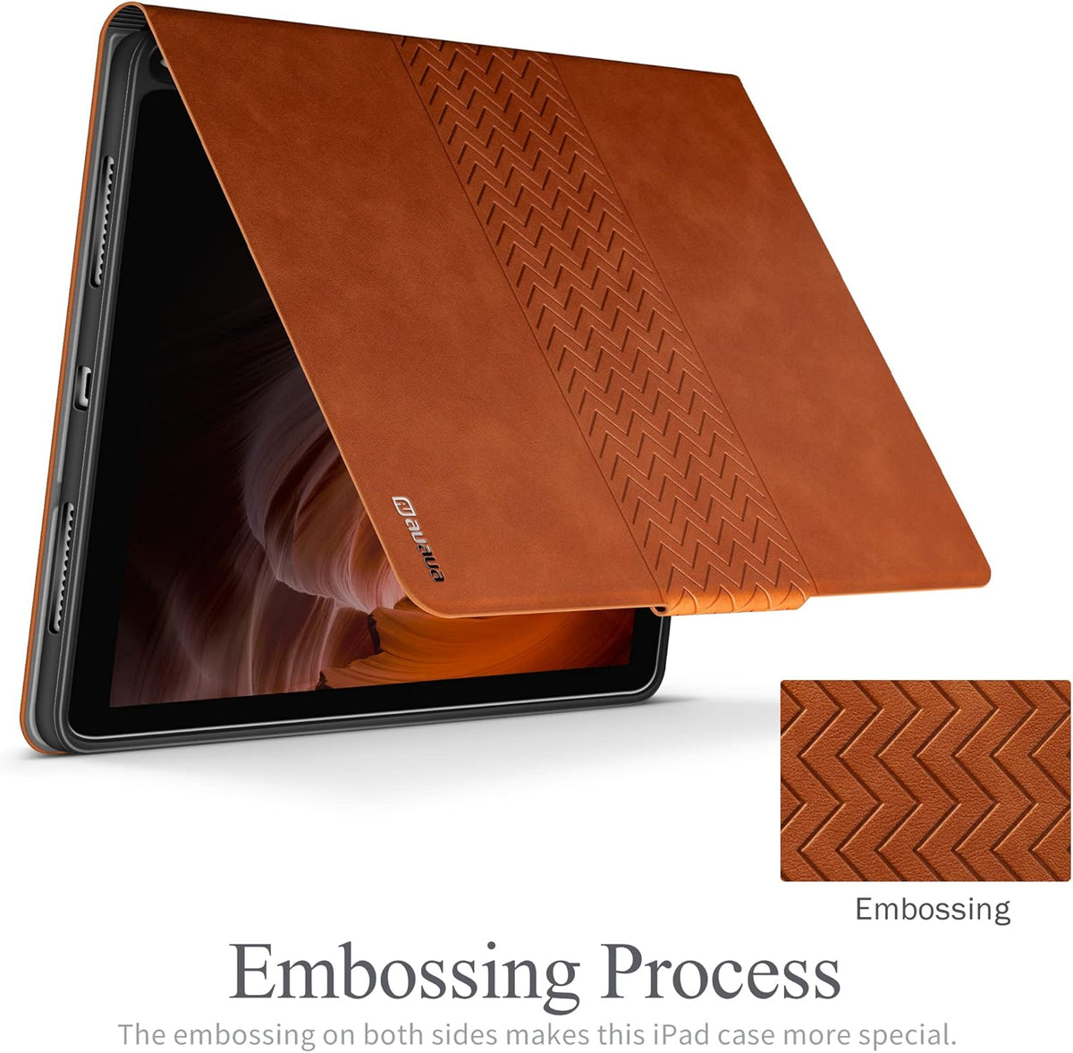 auaua Case for iPad (A16) 11th Generation 11 Inch 2025, iPad 10th Generation 10.9 Inch 2022, with Pencil Holder, Auto Sleep/Wake, Adjustable Stand, PU Leather (Brown)