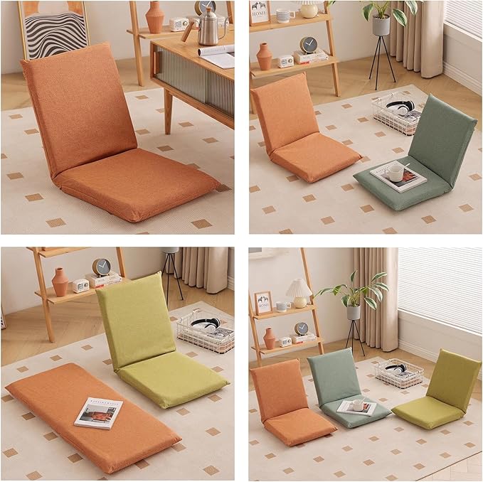 BTZHY Floor Chair Floor Chair Meditation Floor Chair Lazy Sofa Chair with Back Support Portable Floor Chair Ergonomic Lounger Sofa for Seating Gaming Reading TV WatchingGreenS