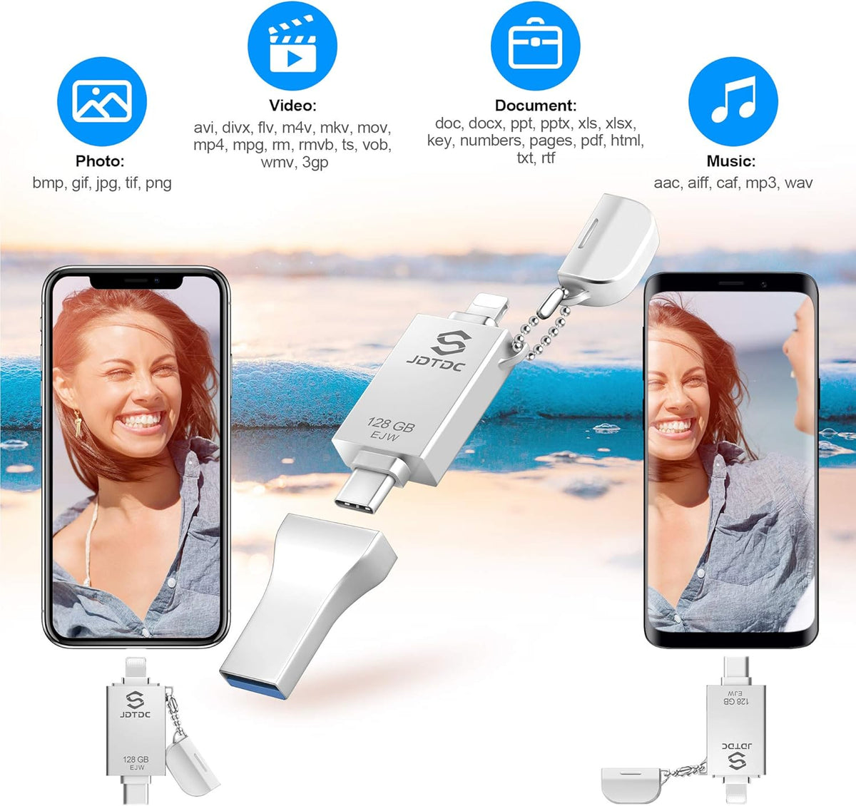 JSL JDTDC 512GB Apple MFi Certified iPhone-Photo-Stick USB C for iPhone 16/15, 3 in 1 USB3.0 iOS-Flash-Drive-for-iPhone Memory-Stick Thumb Drive iPhone Backup Memory Stick for iPhone iPad Android PC