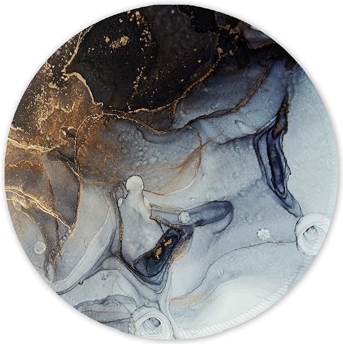 ITNRSIIET Round Mouse Pad with Stitched Edge Premium-Textured Waterproof Non-Slip Rubber Base Desktop Protection Mat Diameter 8.7 inches, Ink and Wash Marble