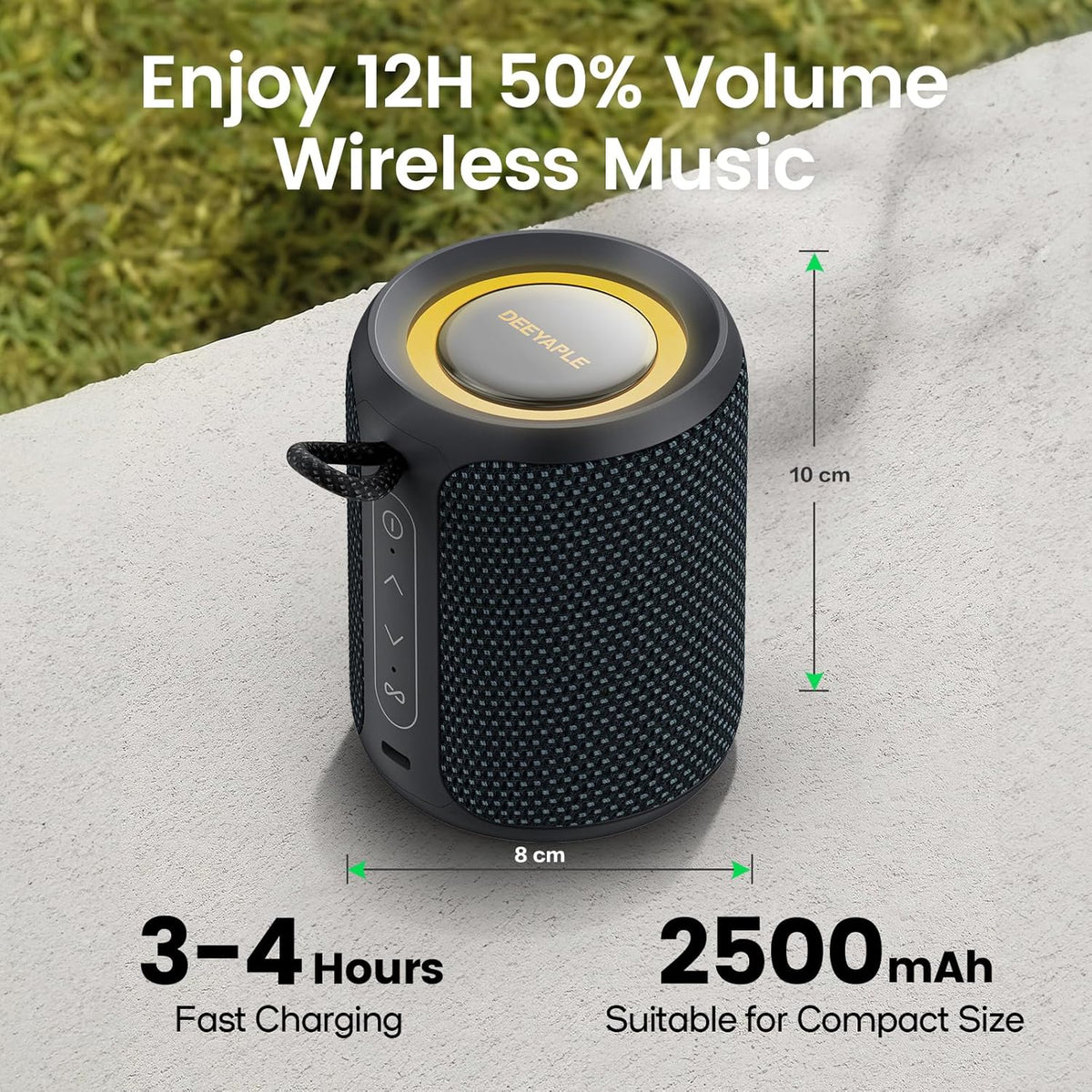 Bluetooth Speaker Wireless,IP67 Waterproof & Dustproof Portable Speaker with Lights,15W Loud Stereo Sound, 2500mAh Battery All Day Playtime, TWS Pairing, BT5.3, Home/Party/Outdoor/Beach (Blue Black)