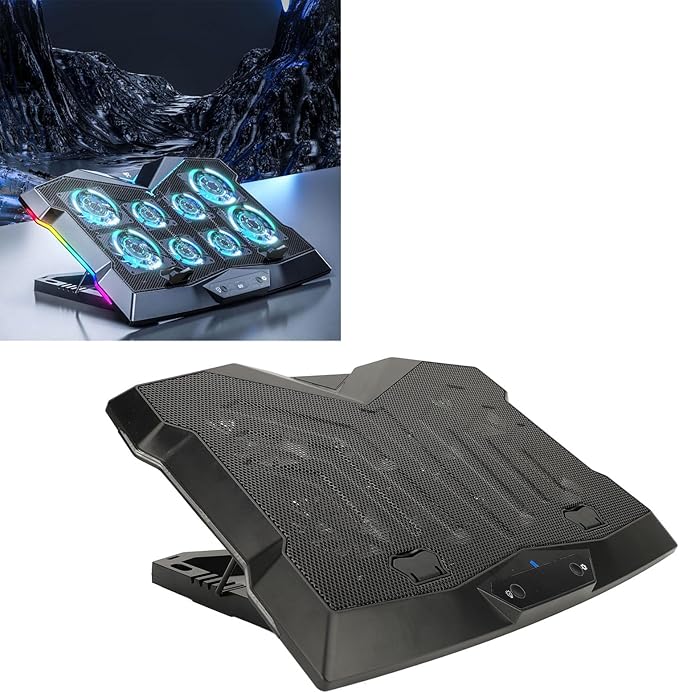 Height Laptop Cooling Pad Notebook Cooler with 8 Powerful Fans 5 Ergonomic Stand for Gaming Laptops Portable USB Laptop Cooler Laptops