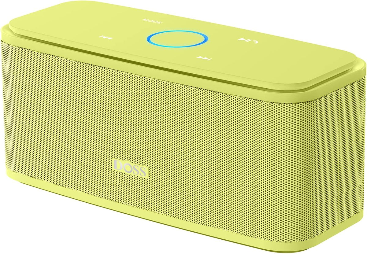 DOSS SoundBox Touch Wireless Bluetooth Speaker with 12W HD Sound and Bass, IPX5 Water-Resistant, 20H Playtime, Handsfree, Portable for Office, Home, Outdoor, Travel-Yellow
