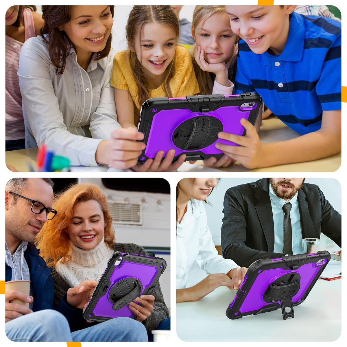 timecity for iPad (A16) 11th/ 10th Generation Case 11''/ 10.9 Inch (2025/2022) - Heavy Duty Protective Cover with Screen Protector, Stand, Shoulder Strap & Pencil Holder | Kids-Friendly - Purple