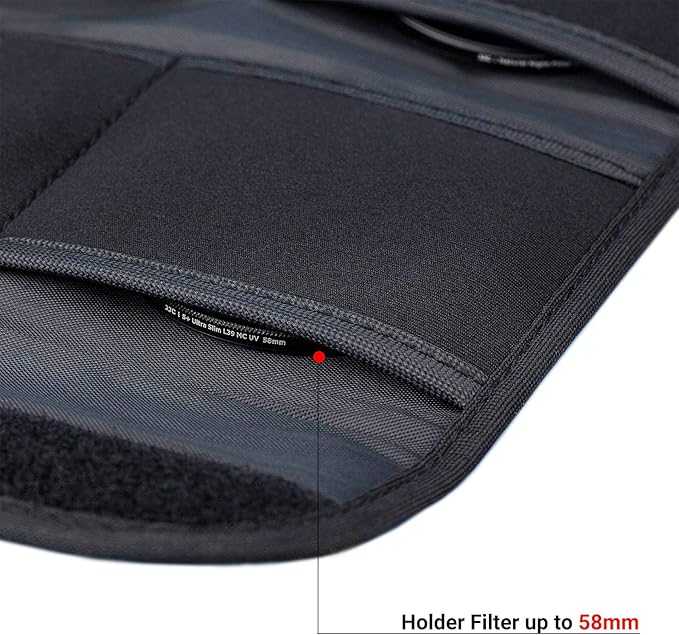 JJC 4 Pockets Filter Case for Round Filter Up to 58mm (37mm 40.5mm 43mm 46mm 49mm 52mm 55mm 58mm), Foldout Lens Filter Pouch with Microfiber Cleaning Cloth, Professional Photography Filter Bag