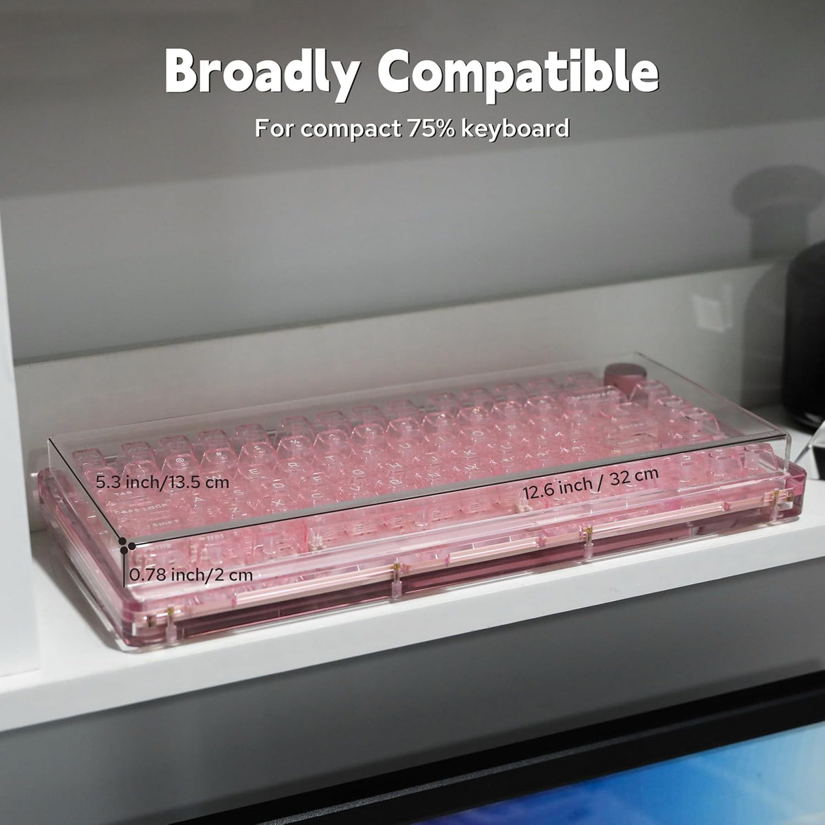 KiiBoom Premium Acrylic Transparent Keyboard Dust Cover, Waterproof, Anti-Dust, Anti-Cat Protector Cover Lid for Mechanical Keyboard (Clear, 12.6'' x 5.3'' x 0.78'')