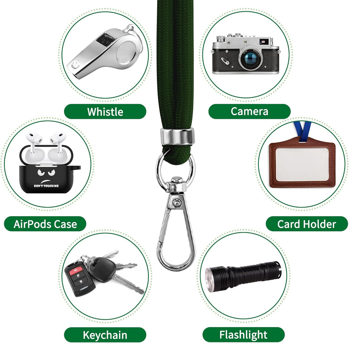 CACOE Phone Lanyard 2 Pack-1× Adjustable Neck Strap,1× Wrist Strap,2× Pads,Universal Crossbody Cell Phone Lanyards,Multifuctional Phone Lanyards Compatible with Most Smartphones(Dark Green)