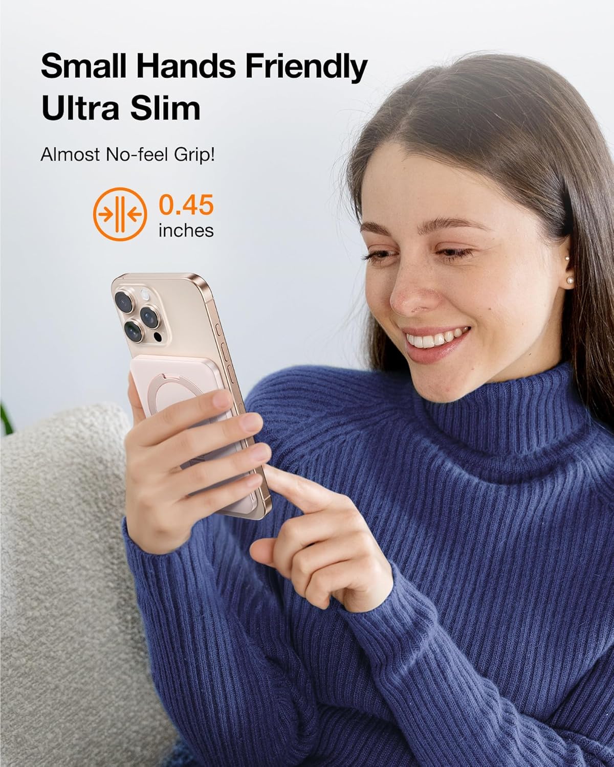 TORRAS 0.45" Slim Magnetic Portable Charger Power Bank for iPhone 5000 mAh 22.5W PD Fast Charging Wireless Battery Pack O Stand Compatible with Magsafe, i Phone 16 Pro Max, Pro,15,14,13,12, Rose Gold