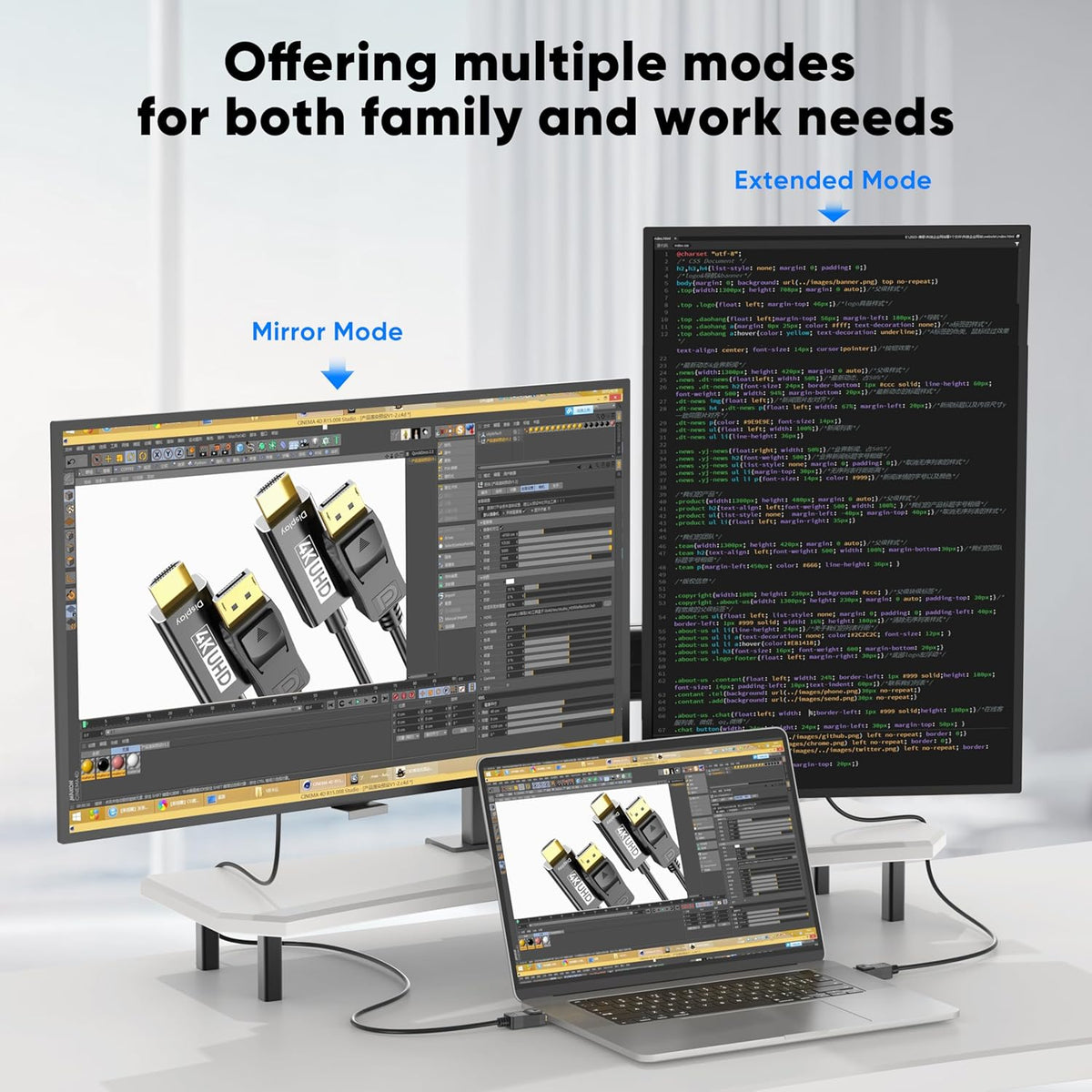 4K 6ft: 2-Pack 4K@30HZ 2K@120HZ 1080P Displayport to HDMI Cable Uni-Directional DP to HDMI Cord HDR - Gold-Plated Male