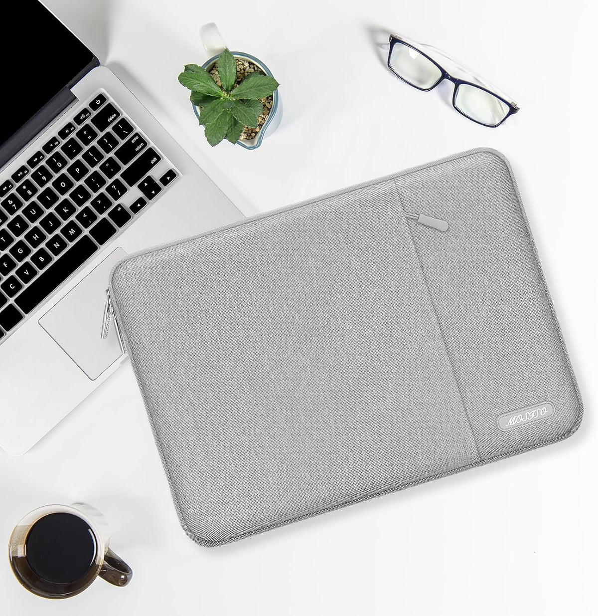 MOSISO Laptop Case 16 inch, 15-15.6 inch Laptop Sleeve Compatible with MacBook Pro 16 M4 M3 M2 M1, HP Acer Dell Lenovo ASUS Notebook, Polyester Vertical Computer Sleeve Bag with Pocket, Gray