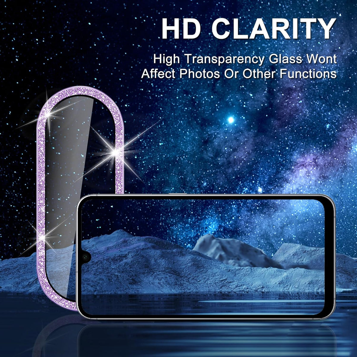 for Samsung Galaxy A26/A36/A56 Camera Lens Protector, Individual Metal Ring Tempered Glass Lens Cover, [Strong Adsorption] Scratch Resistant Ultra-Thin HD Clear Lens Cover, 1 Set-Purple