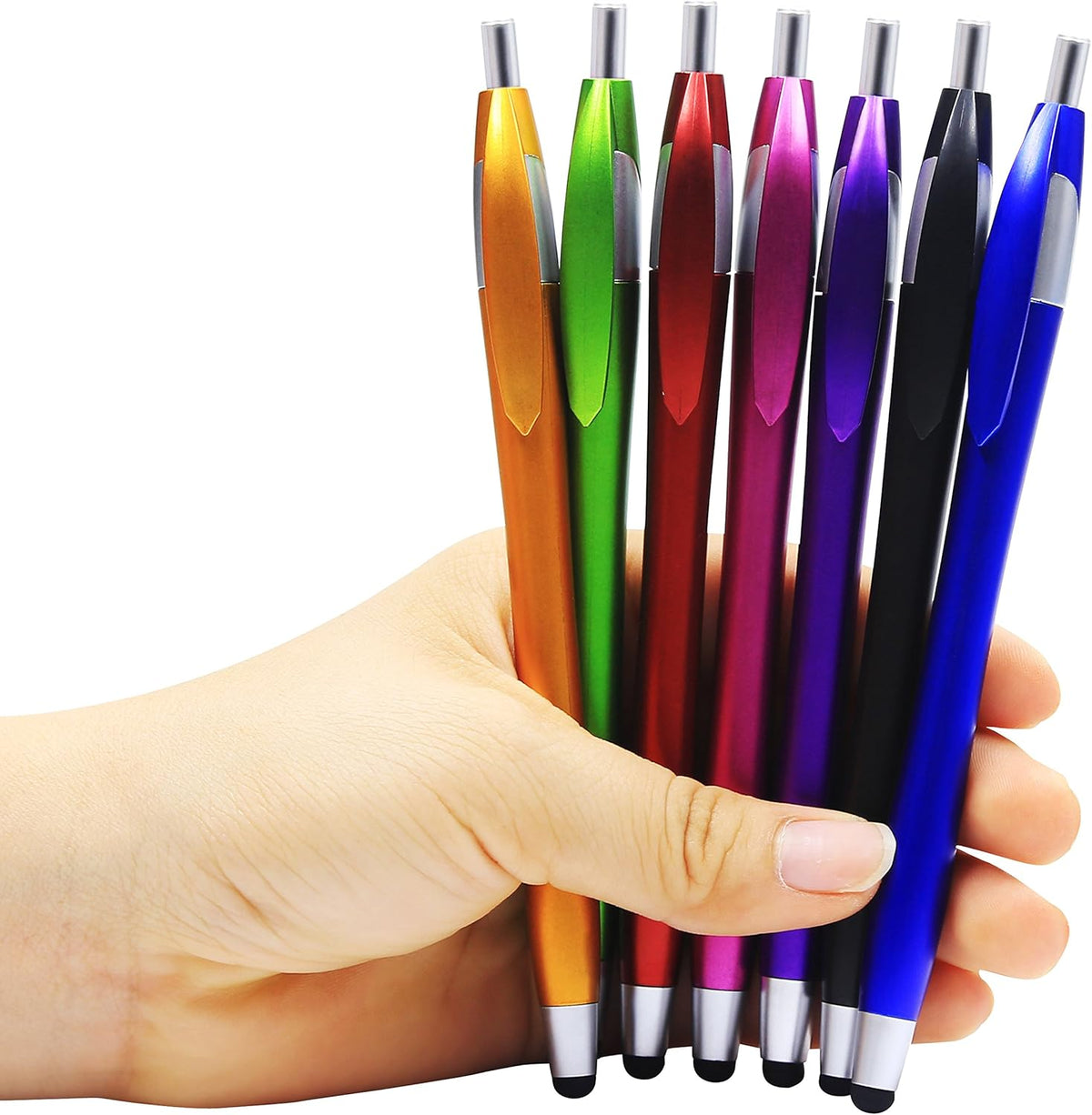 Skoloo Electronic Screen Touch Stylus,14 Pack 2 in 1 Slim Long Click Ink Stylus Ballpoint Pen For Universal Android Touch Screen Tablet Smartphone, Google Nexus, Samsung Galaxy, HTC, Multi-colored