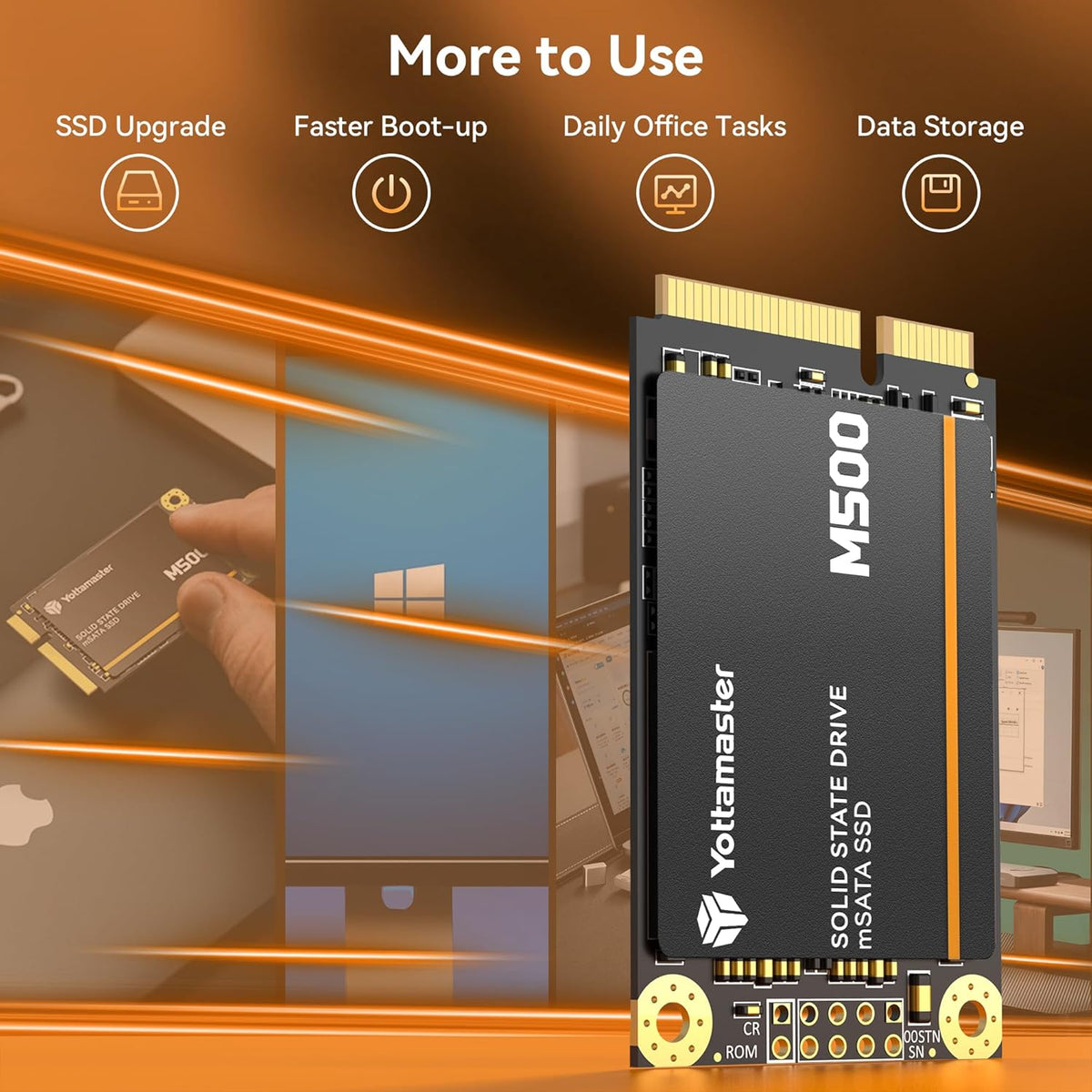 Yottamaster M500 2TB mSATA SSD SATA III 6Gb/s, mSATA Internal Solid State Drive Up to 500MB/s, Mini-SATA with 3D NAND, Compatible with Ultrabooks Desktop PC Laptop, All-in-One PCs, 30x50mm