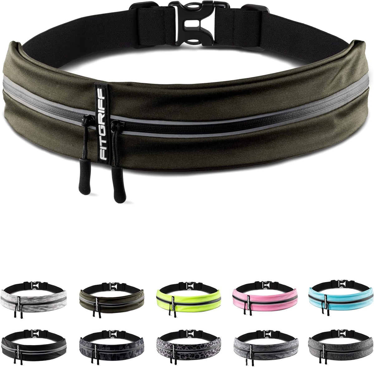Fitgriff® Running Belt for Men & Women - Secure Jogging Pouch for Phone, Keys & Essentials - For All Cell Phones