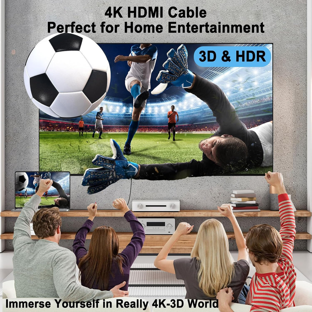 3 10-Pack 4K 3FT 2.0 4K@60Hz/2K@144Hz/ 1080P,HDCP 2.2, PS5, PS4, FT HDMI Cable Black, HDMI Cord High Speed Shielded