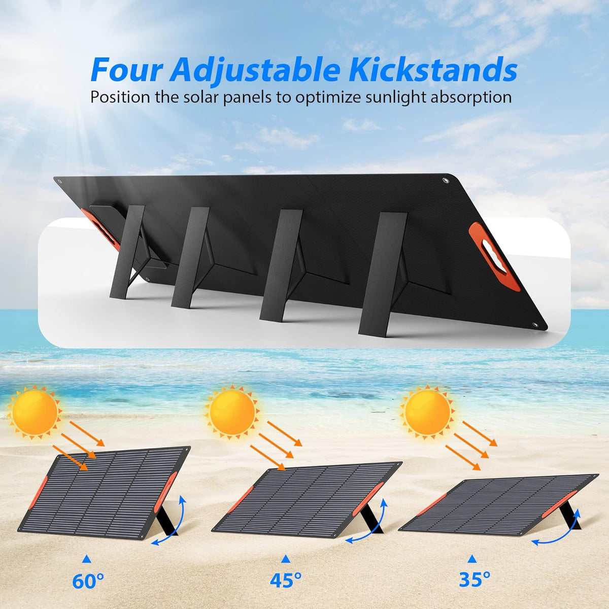 240W Portable Solar Panels for Power Station, 23.5% High Efficiency, 240 Watt Monocrystalline Foldable Solar Panel Charger with USB/20V DC Output Adjustable Kickstand for Camping, Off-Grid Living