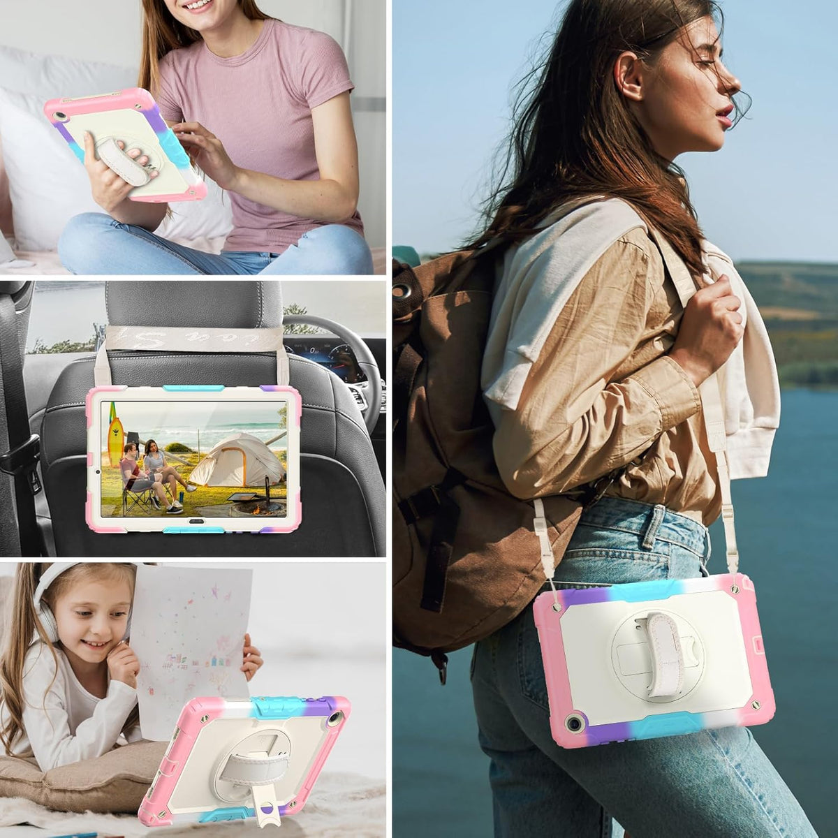 HXCASEAC Case for Samsung Galaxy Tab A9+ Plus 11 Inch, Protective with Screen Protector/Hand Strap/Pen Holder, Sturdy Shockproof Galaxy A9 Plus Tablet Case 2023 SM-X210/X216/X218 - Pink