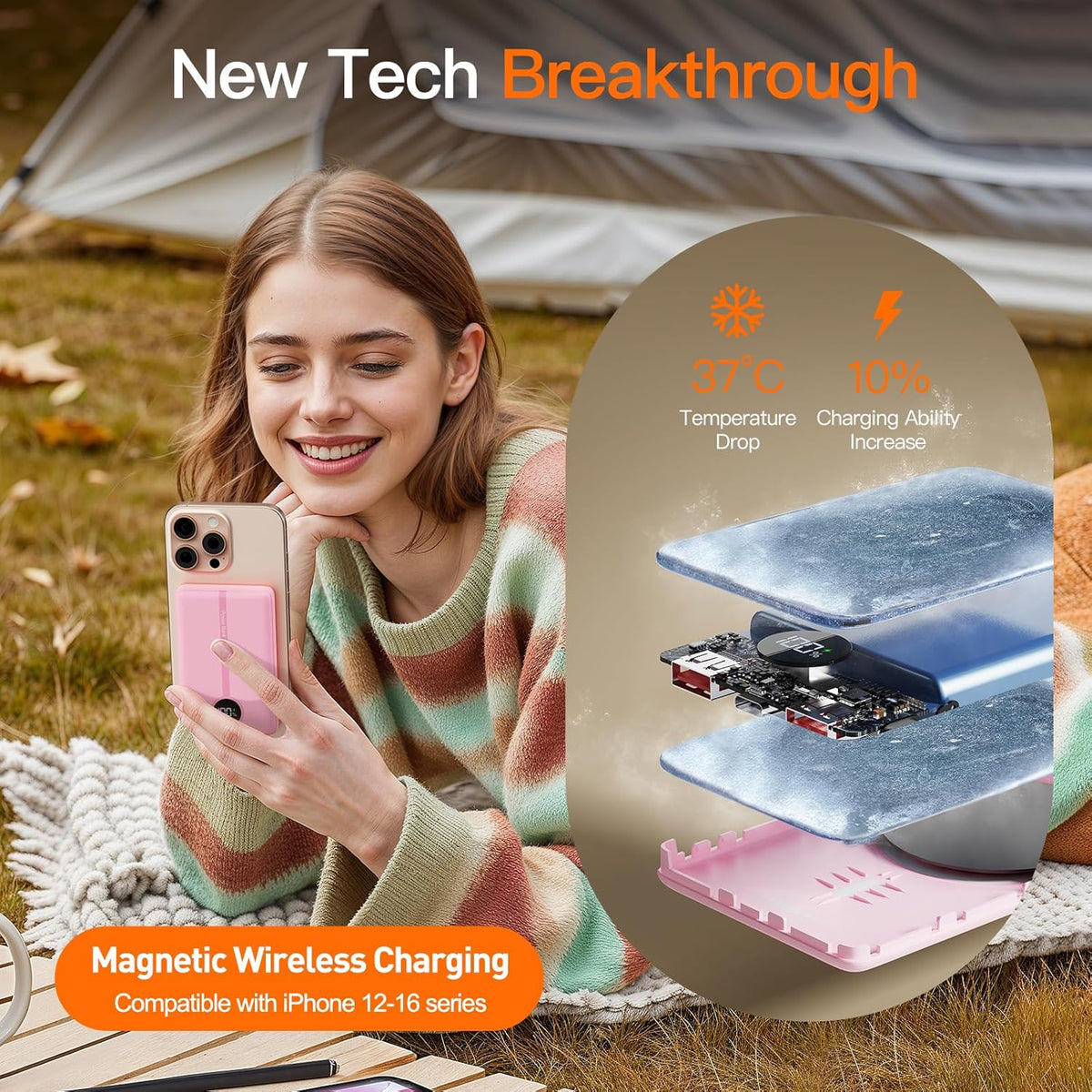 Magnetic Portable Charger, 16800mAh Wireless Power Bank, with 20W USB-C Fast Charging and LED Digital Display Magnetic Battery Pack, Compatible with iPhone 16/15/14/13/12 Full Series (2025)