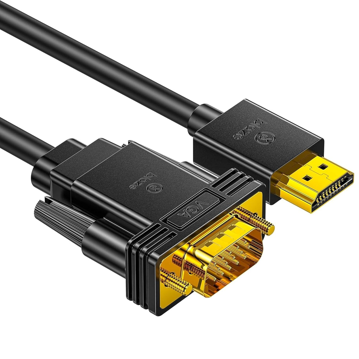 6ft 1080P PS4, 1.8M) HDMI to VGA Cable HD Video Converter Cord for Laptop, TV Box, Monitor, Projector (Black