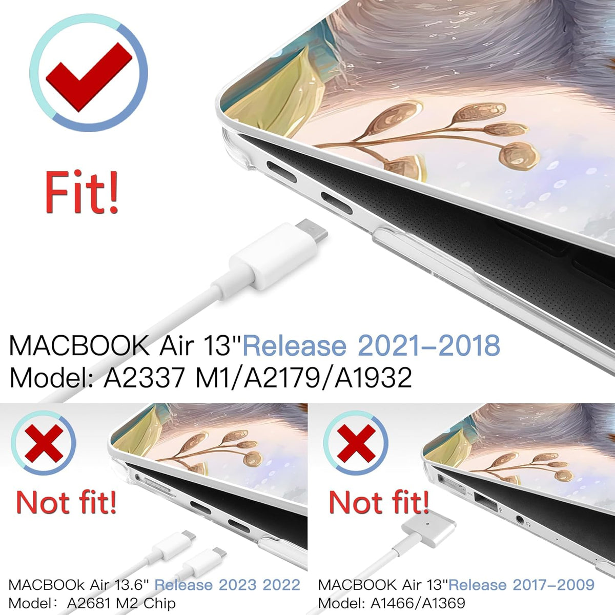 MEEgoodo for MacBook Air 13 inch Case 2021 2020 2019 2018 Released A2337 M1 A2179 A1932 with Touch ID, Plastic Hard Shell & Keyboard Cover Compatible with MacBook Air Case 13.3, Smiling Sloth