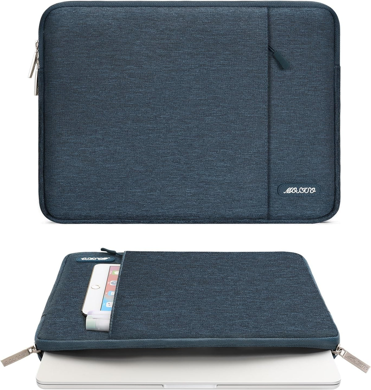 MOSISO Laptop Case 16 inch, 15-15.6 inch Laptop Sleeve Compatible with MacBook Pro 16 M4 M3 M2 M1, HP Acer Dell Lenovo ASUS Notebook, Polyester Vertical Computer Sleeve Bag with Pocket, Haze Blue