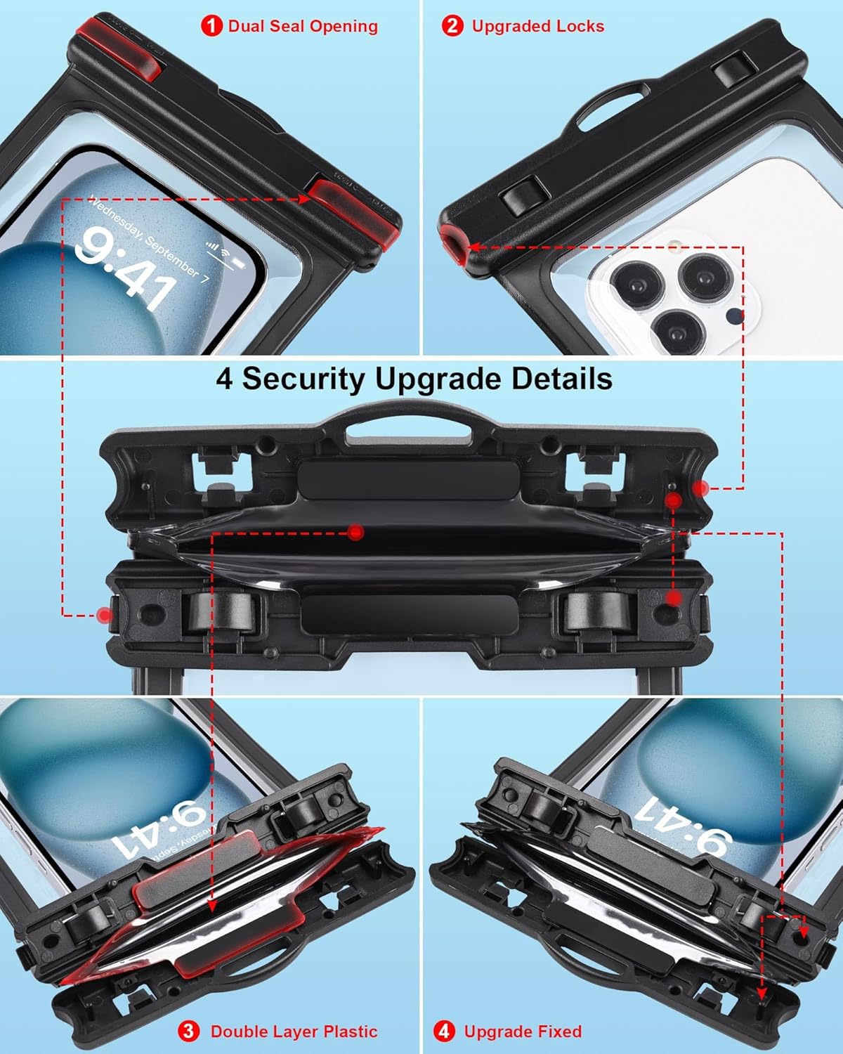 3-Pack Waterproof Phone Pouch for Cruise Essentials 2025, Beach Vacation Essentials for Cruise, Dry Bag for Travel Kayak Accessories, Water Proof Case for iPhone 15 14 13 12 Plus Pro Max Galaxy Pixel
