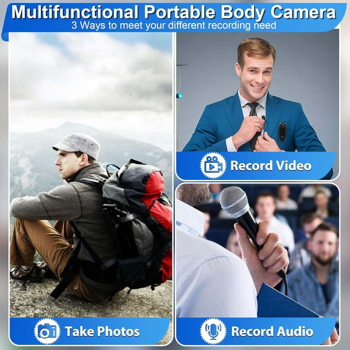 HKFUG 1080P 10HR Valentine's Day Mini Body Camera, HD Portable Video Recorder with Night Vision, Motion Detection