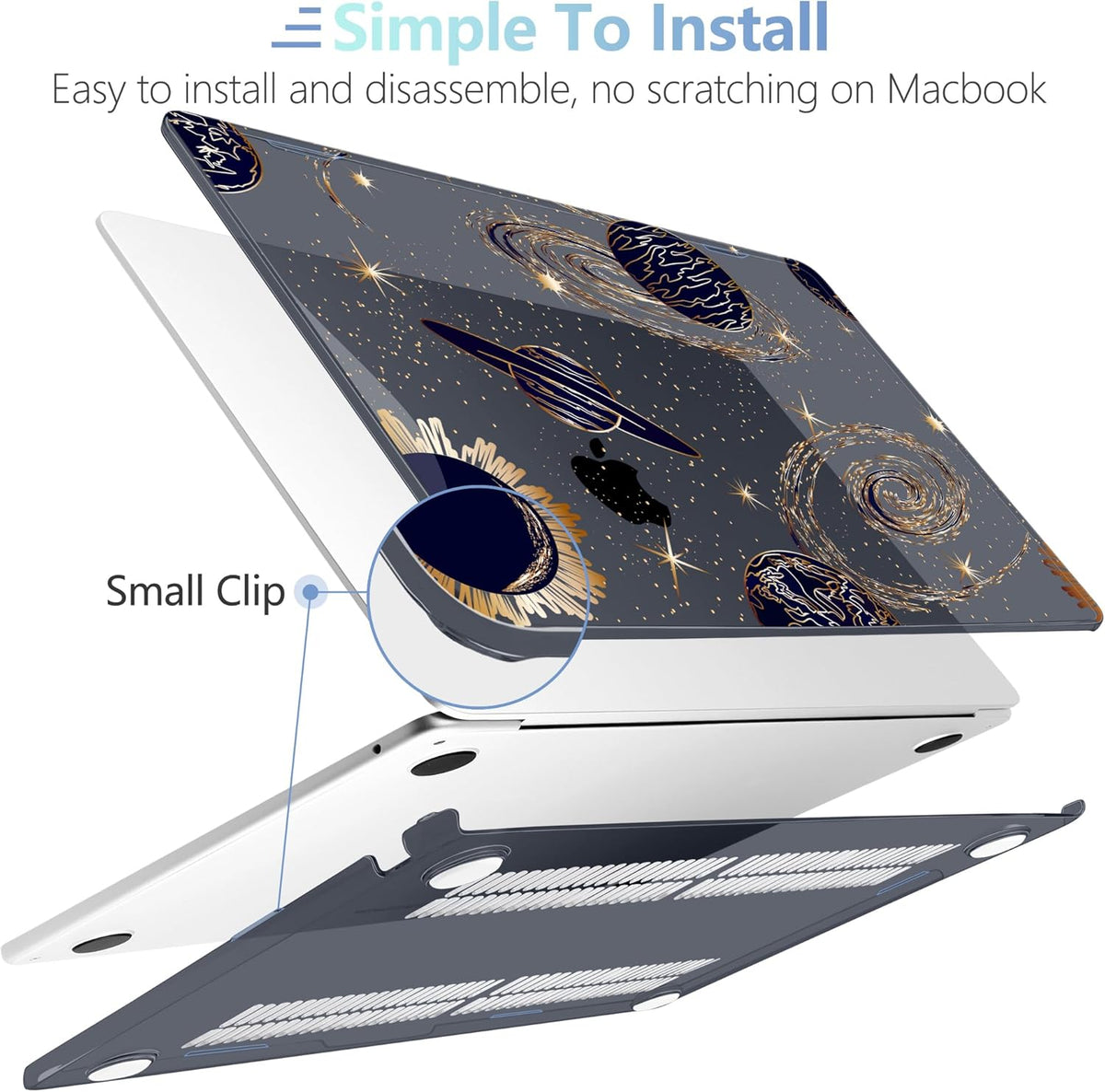 MEEgoodo Case for M4/M3/M2 MacBook Air 13.6 inch Case 2025 2024 2022, Fit Model A3240/A3113/A2681, Laptop Hard Shell with Keyboard Cover Compatible with MacBook Air 13 inch, Planets & Galaxies