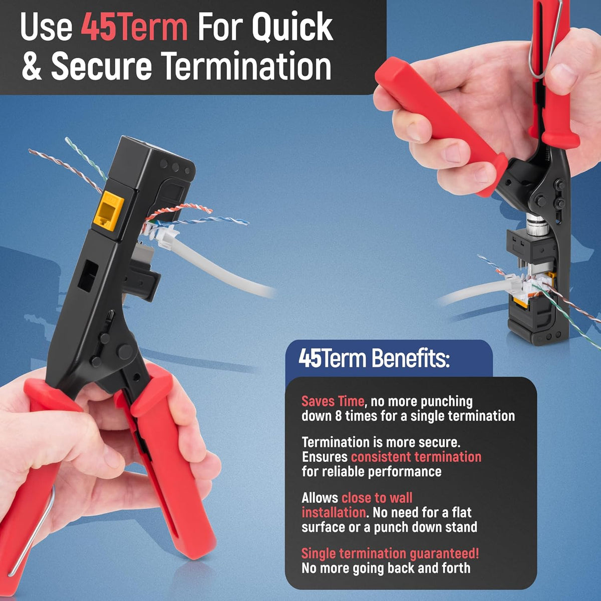 Everest 45° Angled RJ45 Cat6A Keystone Jacks 50-Pack in Yellow - Slim Profile Female RJ45 Connectors - Cat 6A Keystone Jack - Compatible with 45° Angled Speed Termination Tool - 45Term (B0BL3GS7ZY)