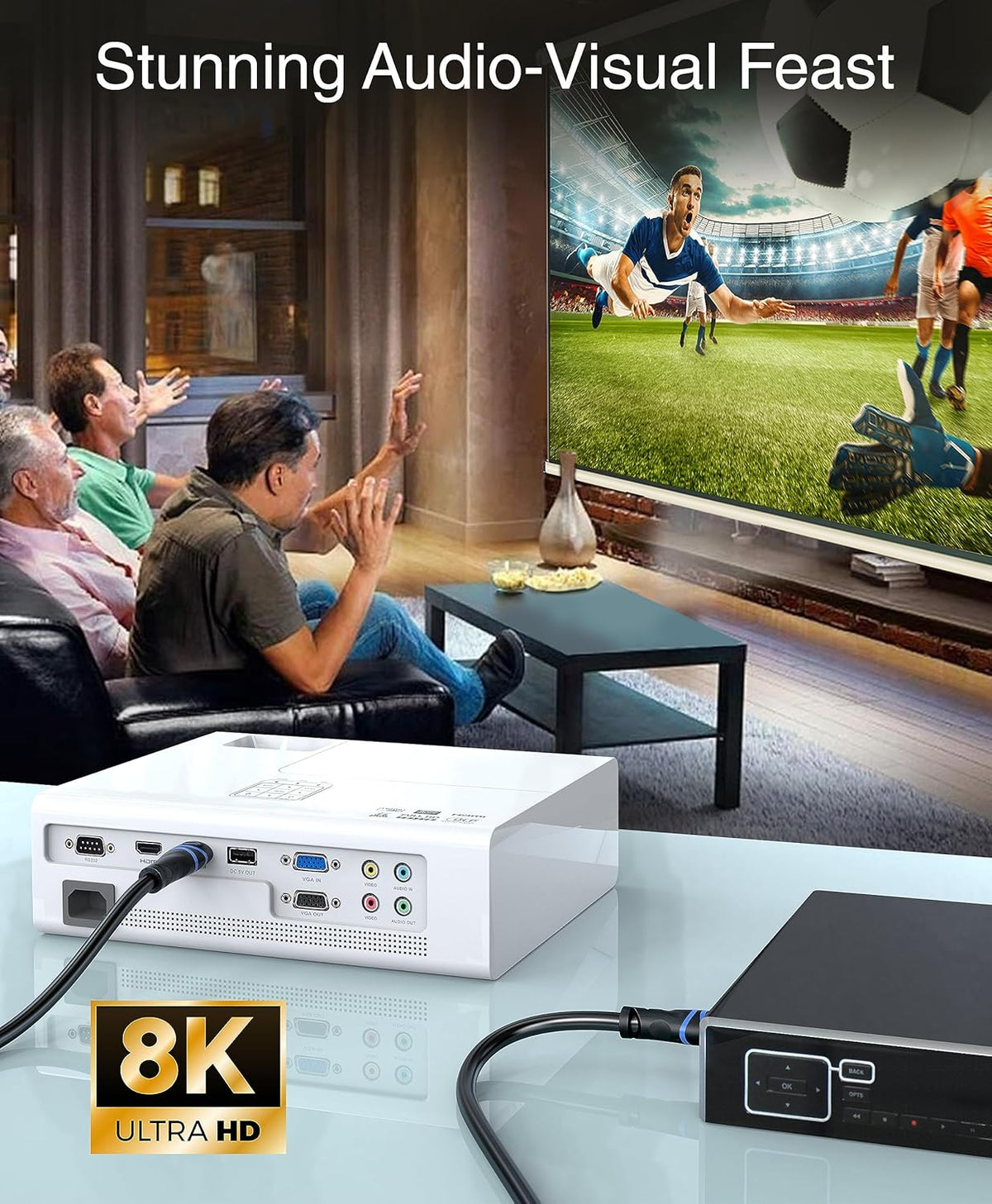 8K 10 3 Pack (8K 60Hz, 4K 120Hz, 48Gbps HDR10+, 8K 3D, 2.3) PS5, BlueRigger HDMI Cable FT - HDMI Cord, High Speed HDMI