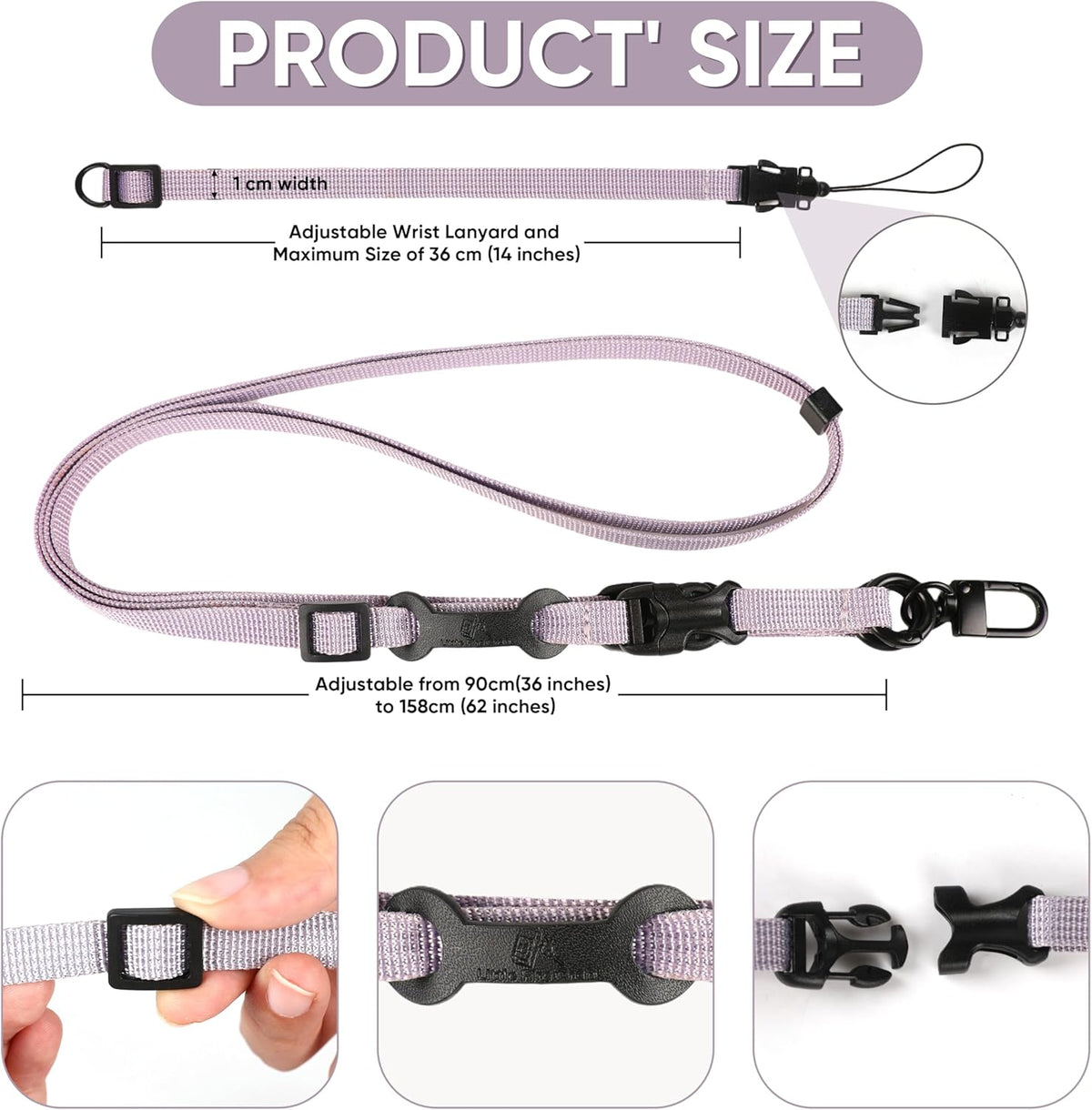 Cell Phone Strap Adjustable Wrist Strap Crossbody Cellphone Holder Extra Long Phone Lanyard Wrist Lanyard (Lavender Grey)