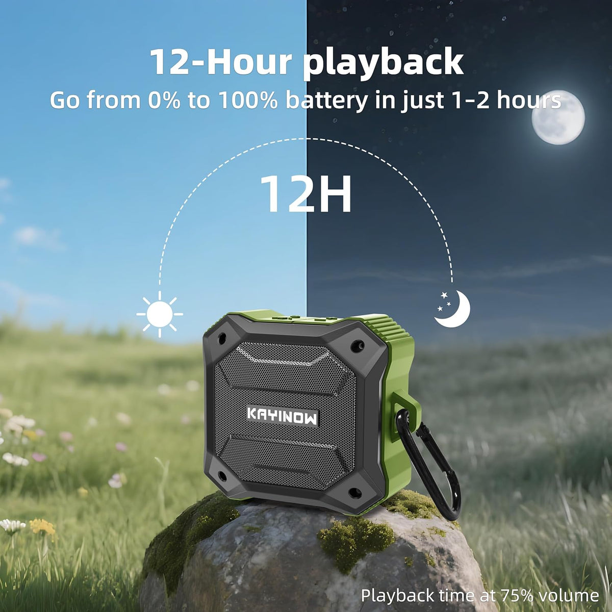 Portable Bluetooth Speaker with IPX7 Waterproofing and Shockproofing, TWS Stereo Pairing and Hands-Free Calling, 12H Playtime, Small Wireless Speaker for Outdoor Scenarios Travel Beach Shower