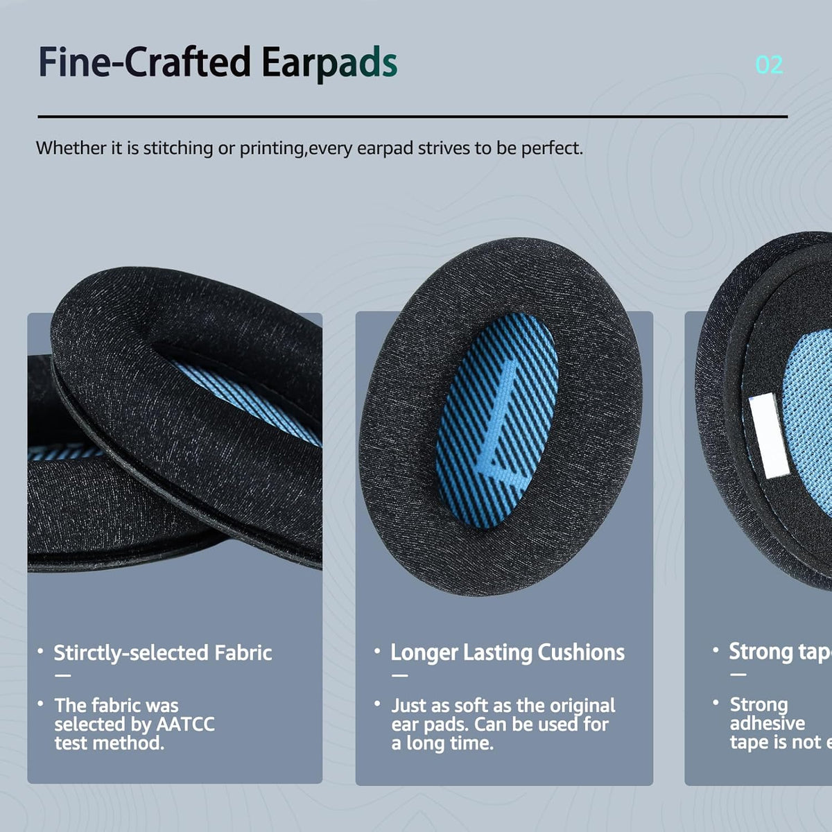 Fabric Comfort - Wzsipod Ear Pads for Bose Quiet Comfort 25/QC25 Headphones, Compatible with QC35 QC35ii QC45 QC15 & More Series, Replacement Exclusive Styles,s2