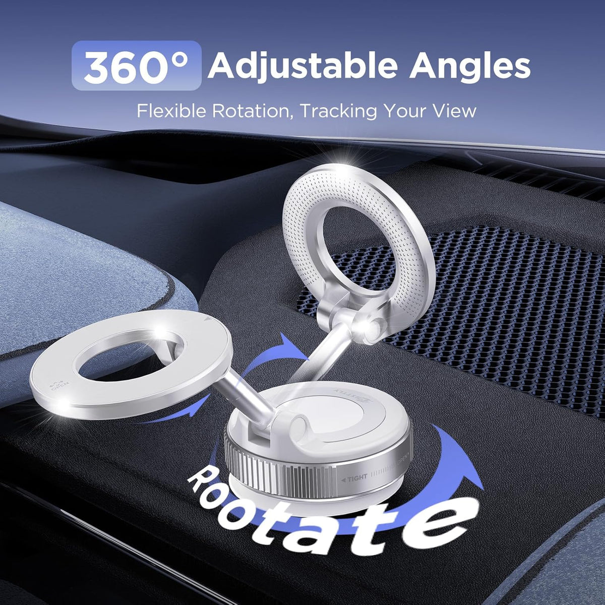 Vacuum Magnetic Phone Holder for Car Suction Cup Phone Mount Adjustable Suction Phone Mount 2026 Upgraded Vacuum Magnetic Phone Stand for All Smartphones White