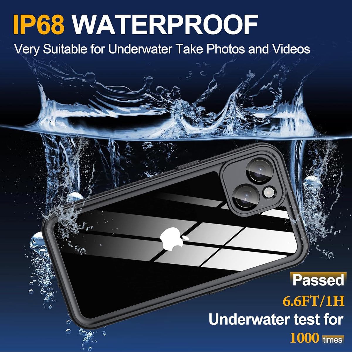 for iPhone 14 Case Waterproof - Built-in Privacy Screen Protector & HD Screen Protector [IP68 Underwater] Shockproof Dustproof Full Body Protection iPhone 14 Phone Case Blue