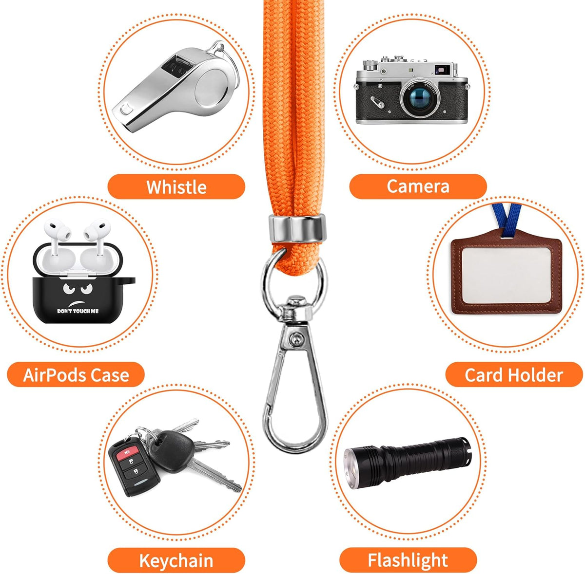 CACOE Cell Phone Lanyard Universal Crossbody Multifuctional Lanyard Compatible with Most Smartphones (Orange, 30"（Neck Strap×1）+8"（Wrist Strap×1）)