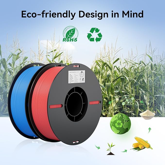 Creality PLA Filament 1.75mm PLA 3D Printer Filament 2kg Cardboard Spool (4.4lbs) Dimensional Accuracy +/- 0.02mm Fit Most FDM Printer (Red &amp Blue 2-Pack)