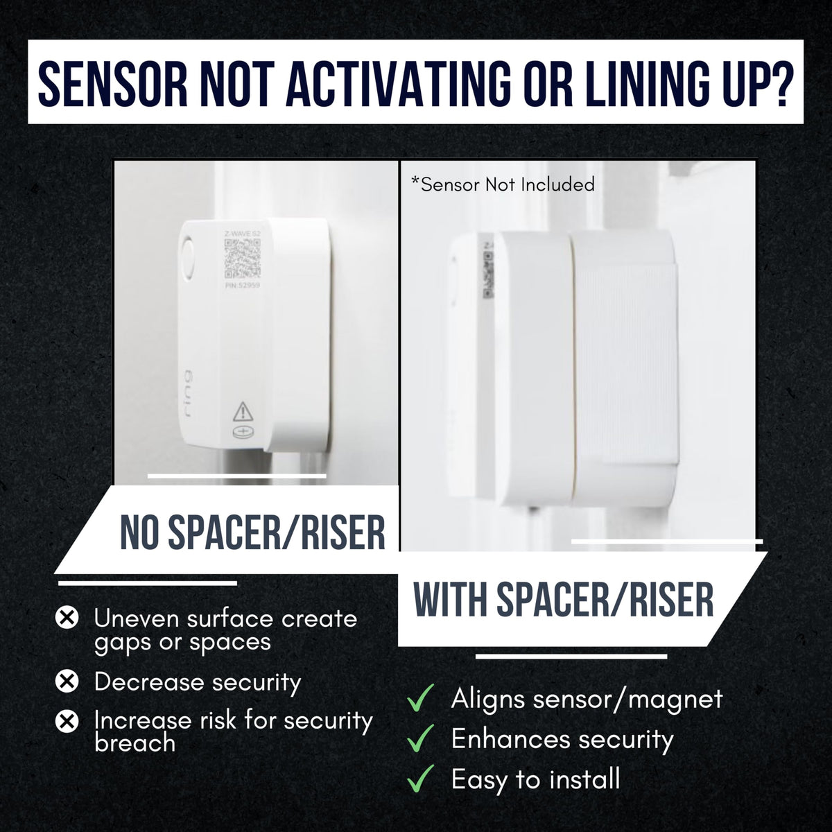 Ring Alarm Magnet Riser | 1 Pack with 3M Adhesive - Easy Mount to Any Doorway, Window, and Entryway | Ring Sensor/Magnet Not Included (1/2 inch)