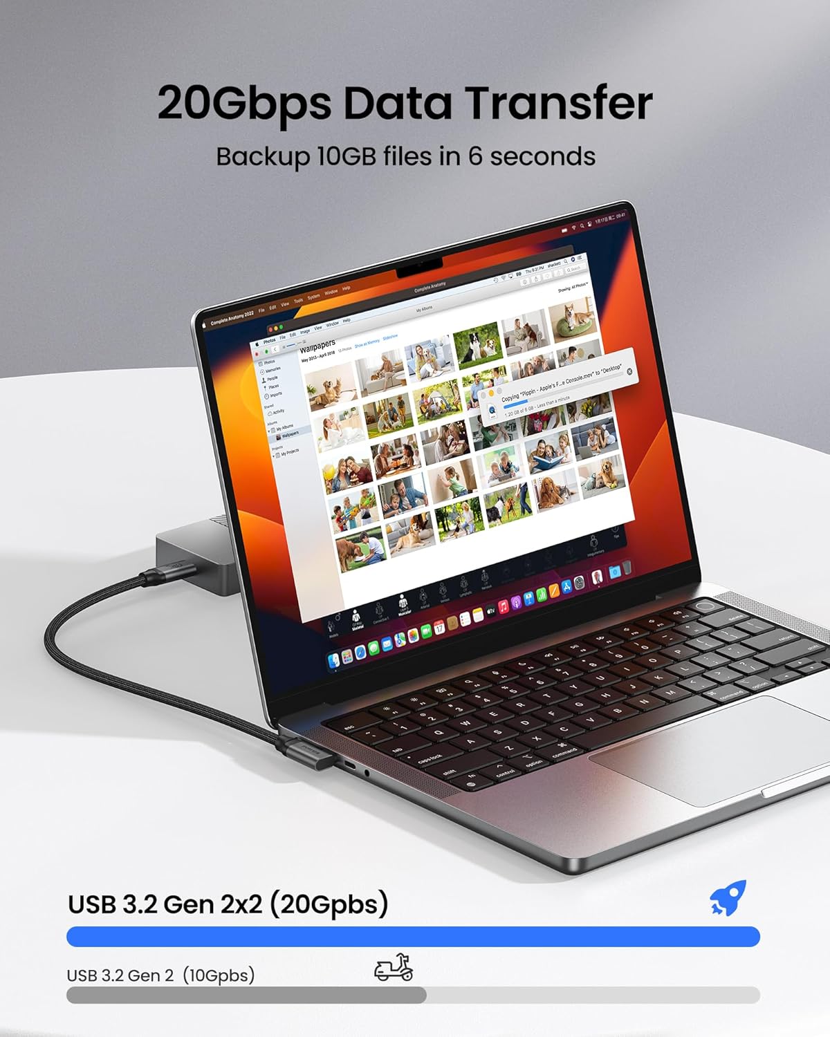 Silkland USB C Monitor Display Cable Right Angle 10FT/3M [5K/4K@60Hz 8K@30Hz], 90 Degree USB C 3.2 Gen 2x2 Video Cable, 20Gbps Data Transfer, 240W Fast PD Compatible for MacBook, iPad, iPhone 16