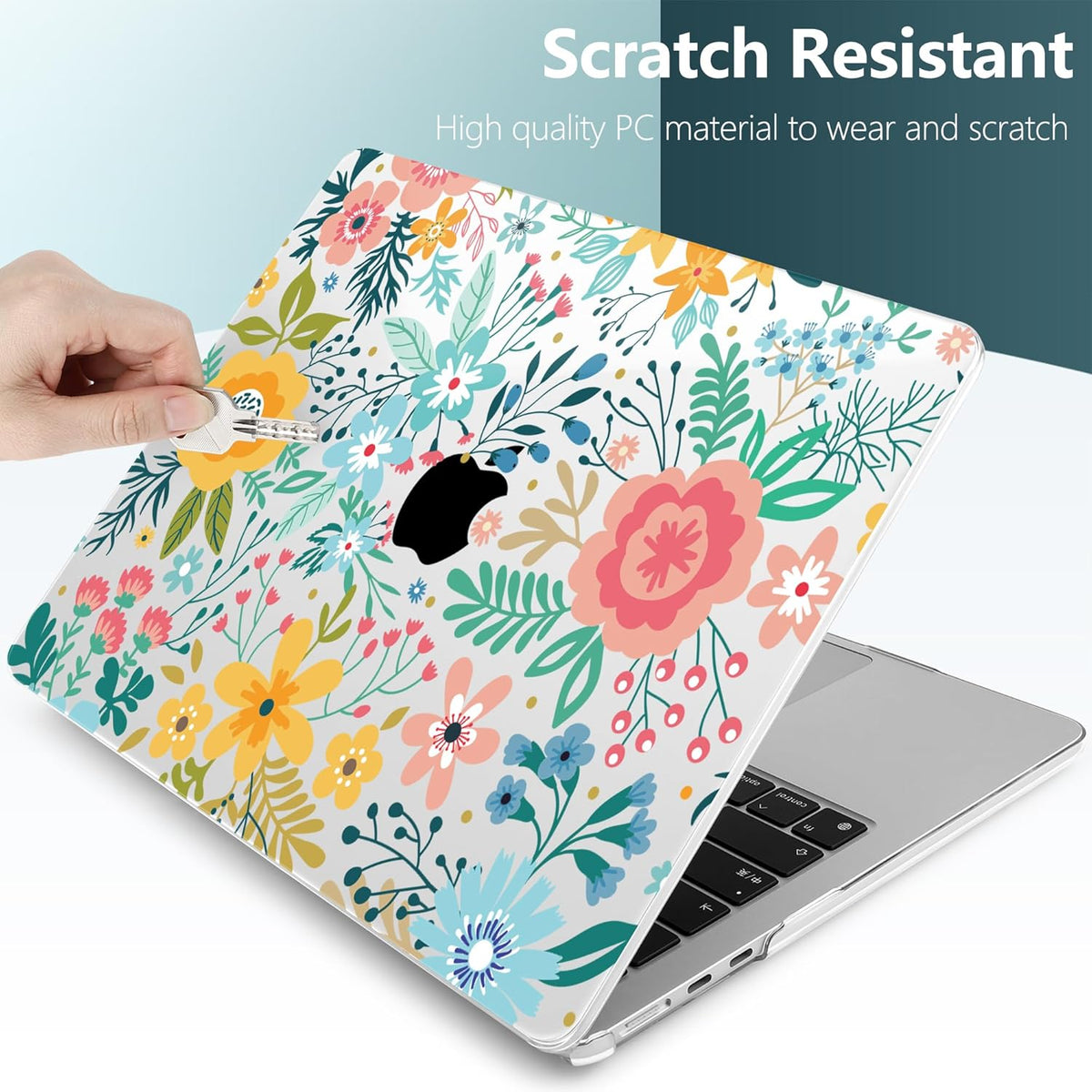 TWOLSKOO for M4 MacBook Air 13.6 inch Case 2025-2022 Release M4 A3240 M3 A3113 M2 A2681, Plastic Hard Shell & Screen Protector & Keyboard Cover & Trackpad Film, Abstract Flower