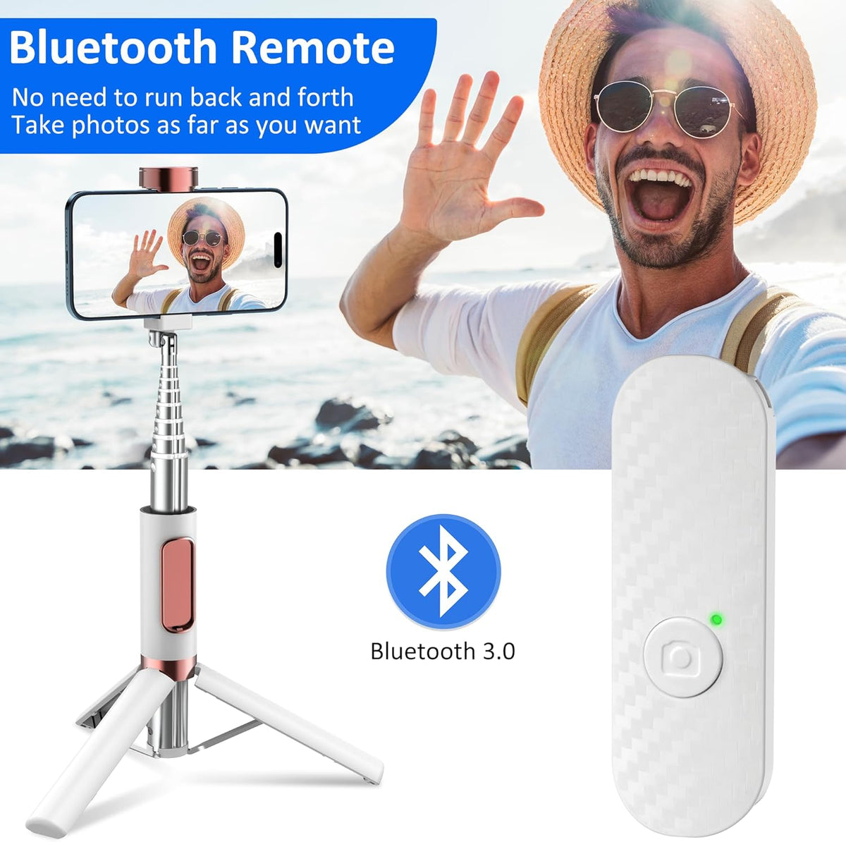 CellphoneTripod with Remote, Aluminum Alloy Selfie Stick Tripod, Best Foldable Mini Extendable Tripod Stand 270° Rotation Compatible with iPhone/Android Travel Essentials