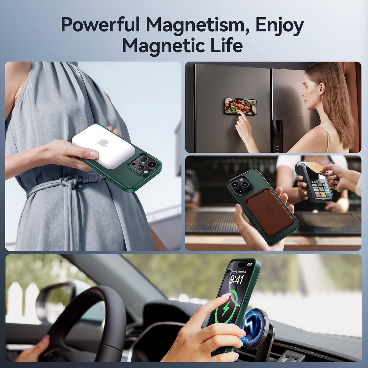 CASEKOO Designed for iPhone 16 Pro Case with Magnetic Invisible Stand [Military Drop Protection] [Compatible with MagSafe] Shockproof Slim Translucent Matte Case 6.3 Inch, Green