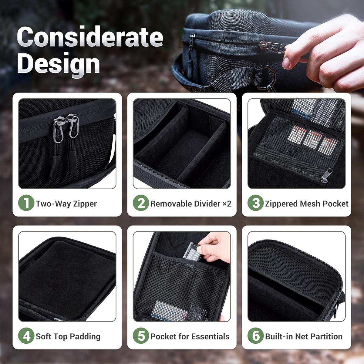 2 Hard Shell EVA Camera Case With Removable Dividers,Waterproof Camera & Lens Storage Carrying Bag for Canon Nikon Sony