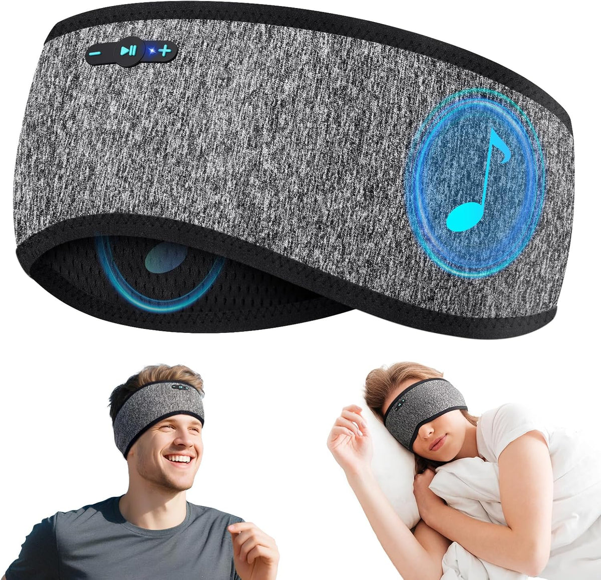 6.0 20H Sleep Headphones Bluetooth Headband, Playtime Headband Headphones with HD Stereo Speakers, Sports Wireless