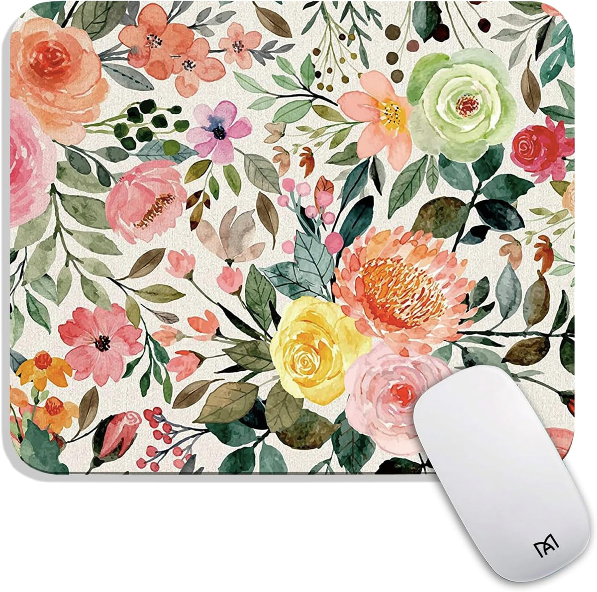 Square Mouse Pad Watercolour Floral,Personalized Premium-Textured Custom Mouse Mat Design,Washable Mousepad Cloth,Non-Slip Rubber Base Computer Mouse Pads for Wireless Mouse