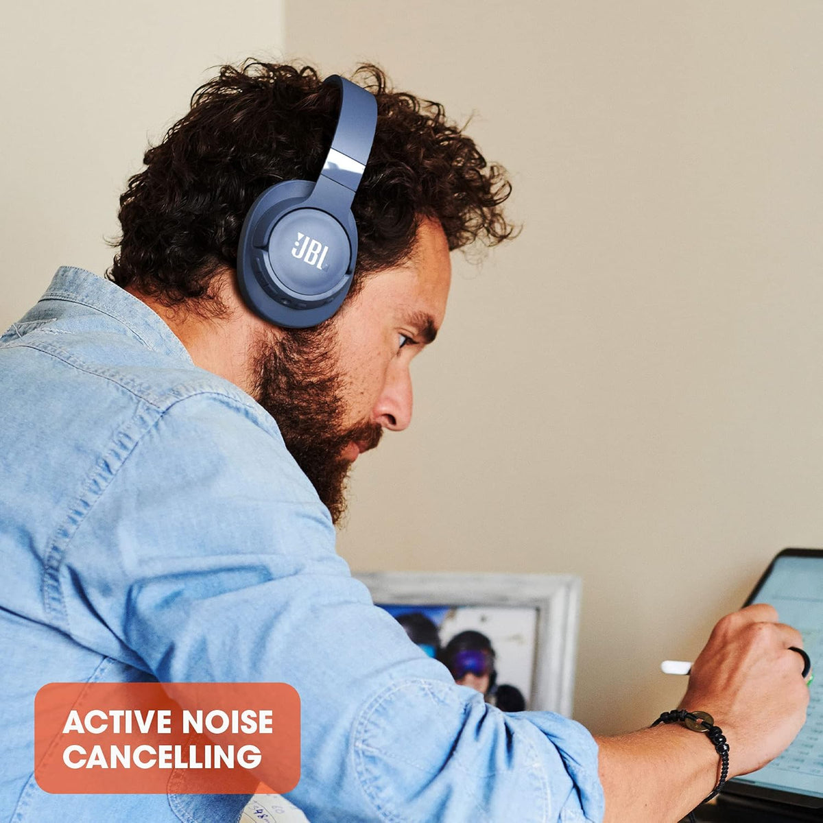 JBL Tune 760NC - Wireless Over-ear Noise Cancelling headphones, JBL Pure Bass Sound, Voice Assist, Google Fast Pair, Up to 50Hrs of Battery with ANC off, Lightweight and foldable design (Black)