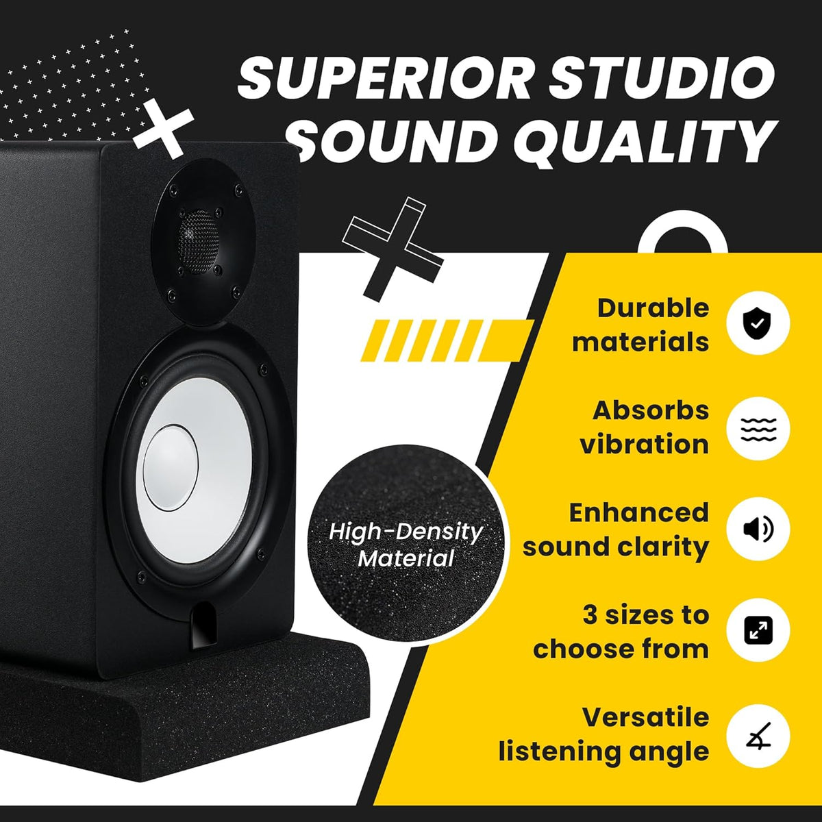 Sound Addicted - Studio Monitor Isolation Pads suitable for 6.5, 7 and 8 Inches Large Speakers | Reduce Vibrations and Fits most Stands - Pair | SMPad 8